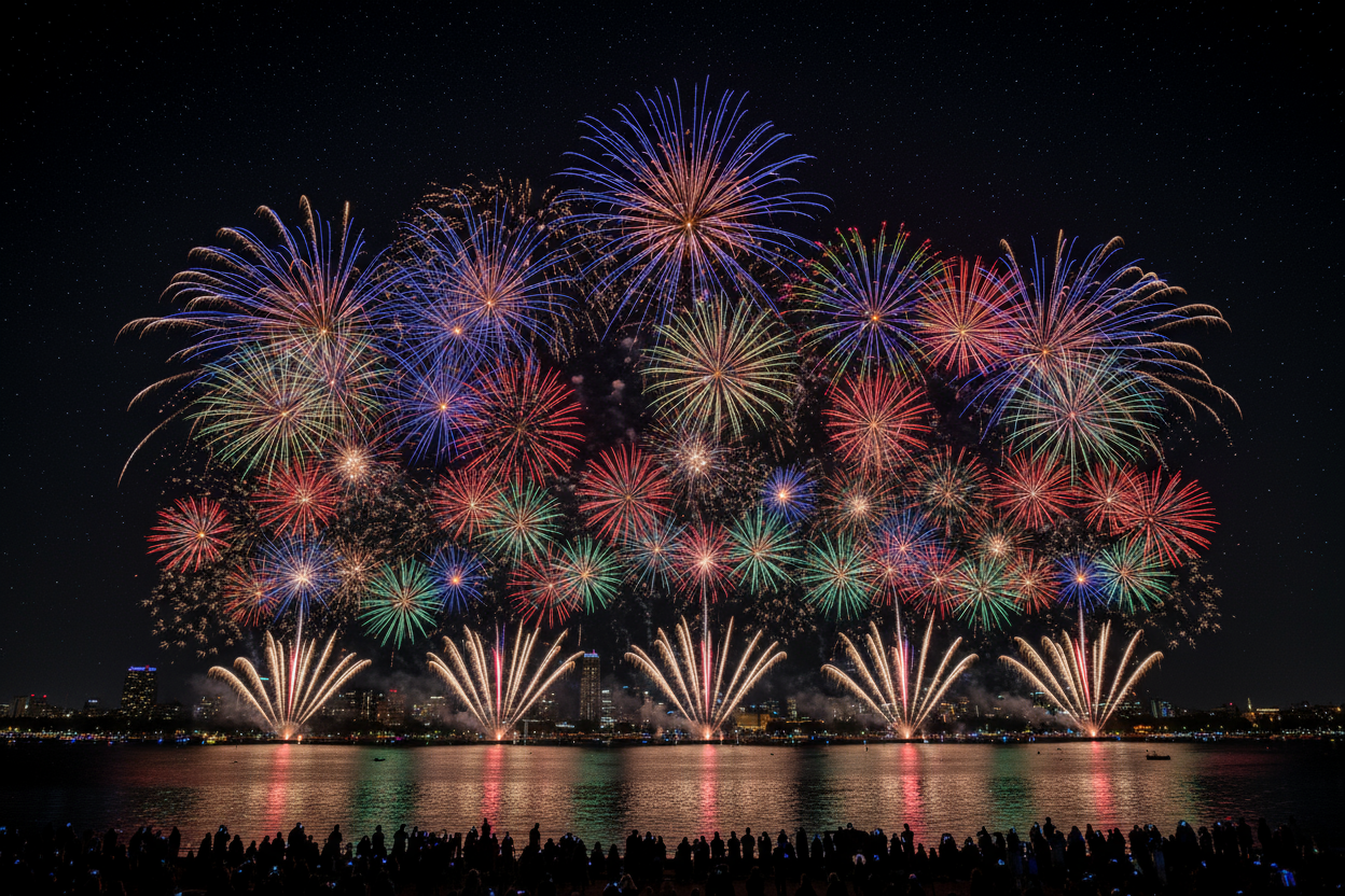 fireworks in the night sky